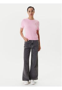 TOMMY HILFIGER - Tommy Hilfiger Sweter WW0WW45656 Różowy Regular Fit. Kolor: różowy. Materiał: bawełna #4