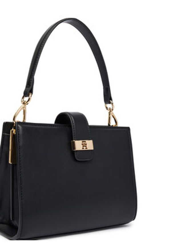 TOMMY HILFIGER - Tommy Hilfiger Torebka Th Heritage Mini Satchel AW0AW18286 Czarny. Kolor: czarny. Materiał: skórzane
