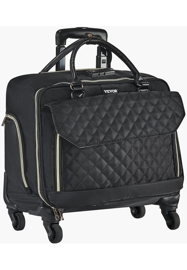 SPRINGOS - Torba na laptopa walizka na kółkach mobilna torba komputerowa czarno-złota. Kolor: czarny, złoty, wielokolorowy