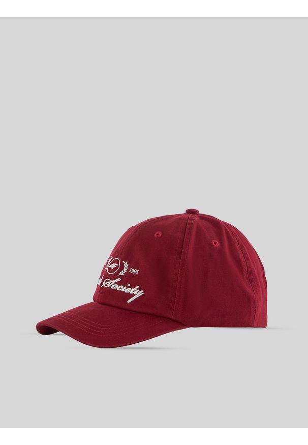 4f - 4F Czapka z daszkiem strapback damska - burgundowa S/M (58cm). Kolor: czerwony. Materiał: materiał, bawełna. Sezon: lato. Styl: casual, sportowy