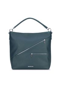 Wittchen - Torebka worek ze skośnym suwakiem. Kolor: zielony. Wzór: aplikacja. Materiał: skórzane. Styl: elegancki, sportowy #1