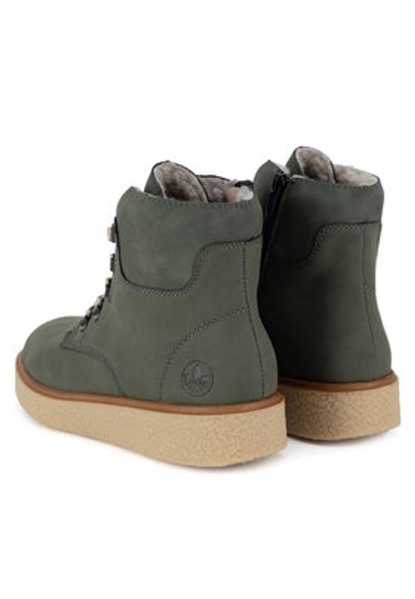 Rieker Trzewiki Y0033-54 Zielony. Kolor: zielony. Materiał: skóra