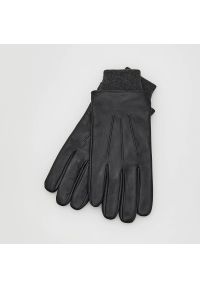 Reserved - Skórzane rękawiczki ze ściągaczem - Czarny. Kolor: czarny. Materiał: skóra #1
