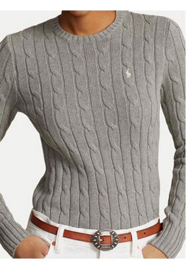 Polo Ralph Lauren Sweter Julianna 211943903001 Szary Regular Fit. Typ kołnierza: polo. Kolor: szary. Materiał: bawełna