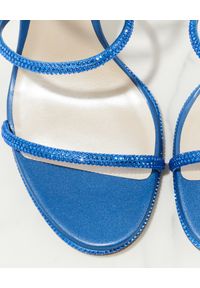 RENE CAOVILLA - Niebieskie szpilki z kryształami Cleo. Nosek buta: okrągły. Zapięcie: pasek. Kolor: niebieski. Wzór: aplikacja. Obcas: na szpilce. Wysokość obcasa: średni #2