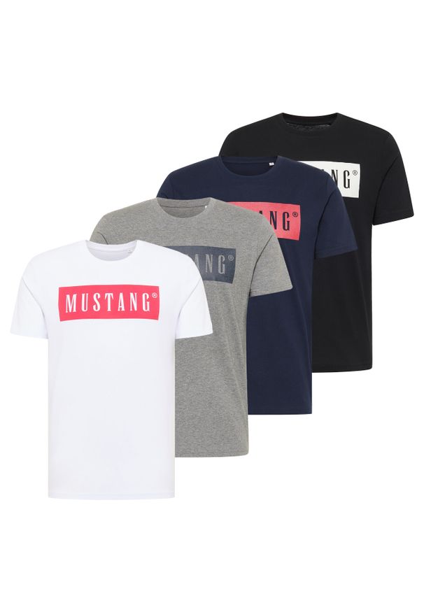 Mustang - 4PAK MUSTANG STYLE ALEX C LOGO TEE MĘSKI T-SHIRT KOSZULKA LOGO NADRUK 1013223. Okazja: na co dzień. Materiał: bawełna, jeans, skóra. Wzór: nadruk. Sezon: lato. Styl: klasyczny, casual, elegancki