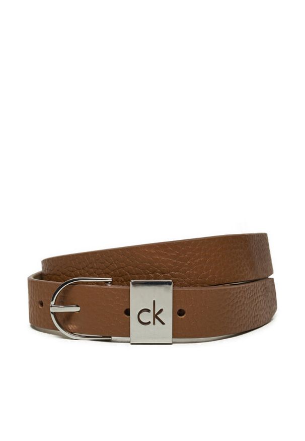 Calvin Klein Pasek Damski Ck Loop Thin Round Buckle 2.5 K60K612856 Brązowy. Kolor: brązowy. Materiał: skóra