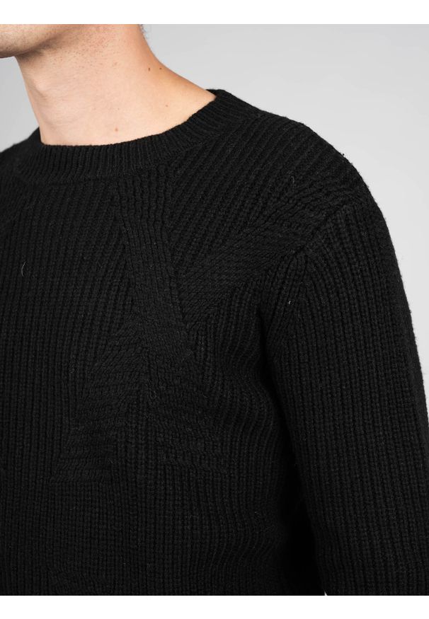 Marciano Guess Sweter "Megan" | 0BG505 5600Z | Megan | Mężczyzna | Czarny. Okazja: na co dzień. Kolor: czarny. Materiał: wełna, poliamid. Wzór: aplikacja, ze splotem. Styl: casual