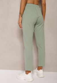 Renee - Jasnozielone Casualowe Spodnie z Bawełny High Waist z Gumką w Pasie Beliefra. Okazja: na co dzień. Stan: podwyższony. Kolor: zielony. Materiał: bawełna. Styl: casual