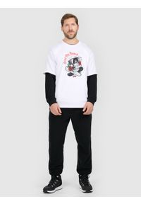 4f - 4F T-shirt loose z nadrukiem męski - biały L. Okazja: na co dzień. Kolor: biały. Materiał: dzianina, bawełna, materiał. Wzór: nadruk. Styl: casual #2