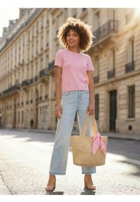 Sinsay - Wiskozowy sweter z krótkim rękawem - różowy. Kolor: różowy. Materiał: wiskoza. Długość rękawa: krótki rękaw. Długość: krótkie #1