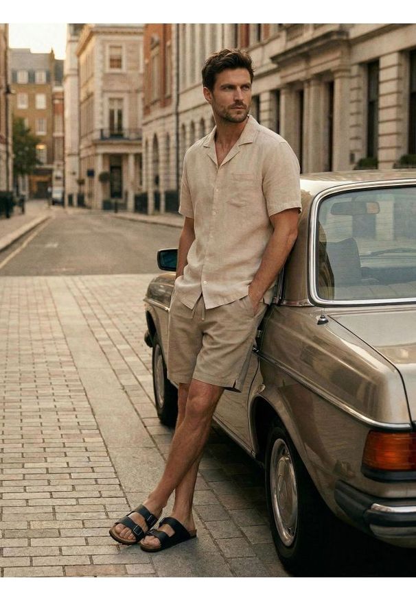 Sinsay - Koszula z domieszką lnu - beżowy. Kolor: beżowy. Materiał: len