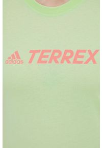 adidas TERREX t-shirt bawełniany HE1645 kolor zielony. Kolor: zielony. Materiał: bawełna. Długość rękawa: krótki rękaw. Długość: krótkie. Wzór: nadruk #3