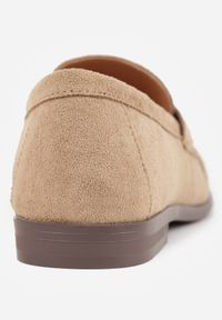 Renee - Beżowe Mokasyny VICES ze Skórzaną Wkładką i Marszczeniem przy Nosku Ananora. Kolor: beżowy. Materiał: skóra. Styl: klasyczny, elegancki #4