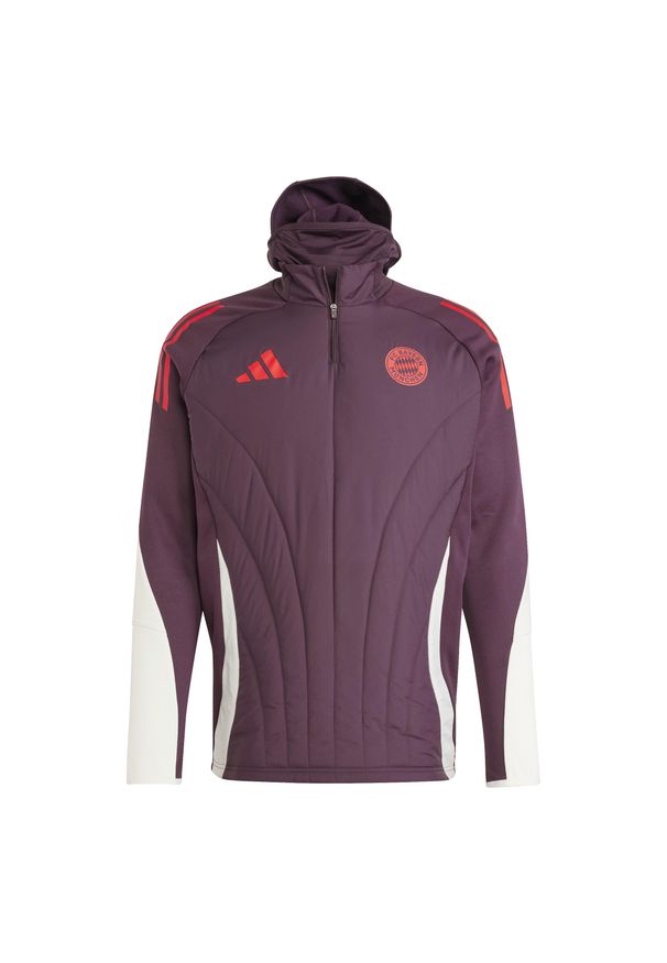 Adidas - Fajerka treningowa z wbudowanym kapturem Bayern Munich Tiro 2024/25. Kolor: czerwony, fioletowy, wielokolorowy. Materiał: polar, materiał. Sport: fitness, piłka nożna