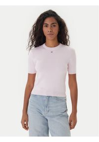 Tommy Jeans Sweter Essential DW0DW19336 Różowy Regular Fit. Kolor: różowy. Materiał: bawełna #1