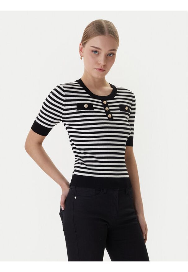 Morgan Sweter 261-MATTEA Czarny Slim Fit. Kolor: czarny. Materiał: wiskoza