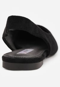 Renee - Czarne Balerinki Typu Slingback Diarin. Nosek buta: otwarty. Kolor: czarny. Materiał: skóra, zamsz. Sezon: lato. Obcas: na obcasie. Wysokość obcasa: niski #7