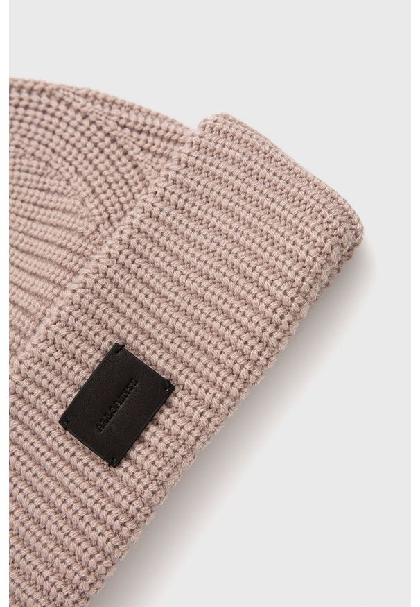 AllSaints Czapka z domieszką wełny kolor różowy. Kolor: różowy. Materiał: wełna
