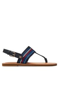 TOMMY HILFIGER - Tommy Hilfiger Sandały Flat Sandal Stripes FW0FW07924 Granatowy. Kolor: niebieski