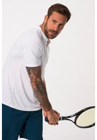 JAY-PI - Męska Koszulka henley tenis rękaw 1/2 QuickDry okrągły dekolt. Typ kołnierza: typu henley. Kolekcja: plus size. Kolor: biały. Materiał: poliester, materiał. Sport: tenis