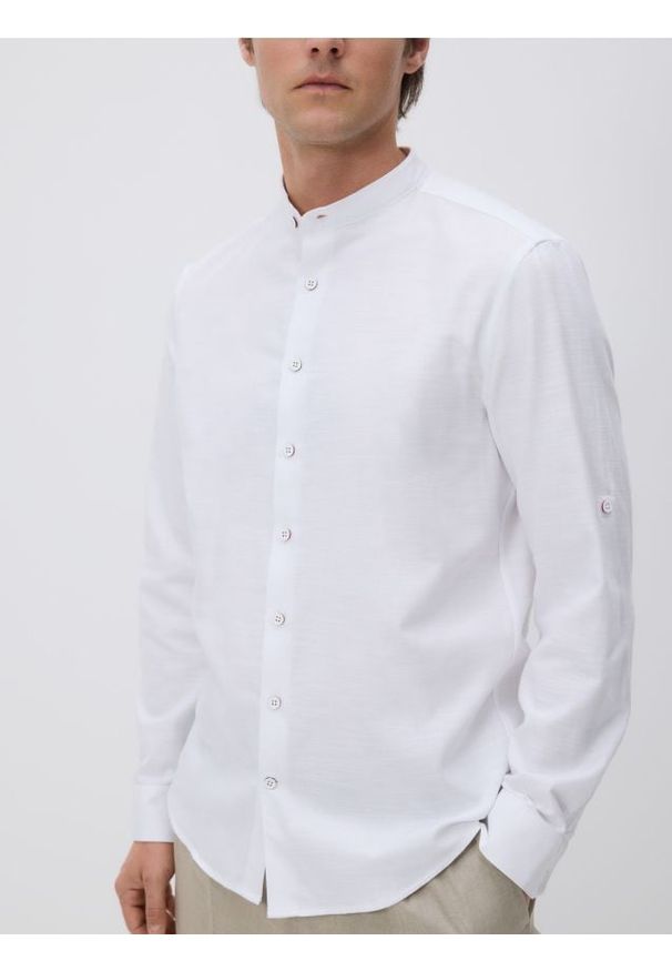 Reserved - Bawełniana koszula slim fit - biały. Kolor: biały. Materiał: bawełna