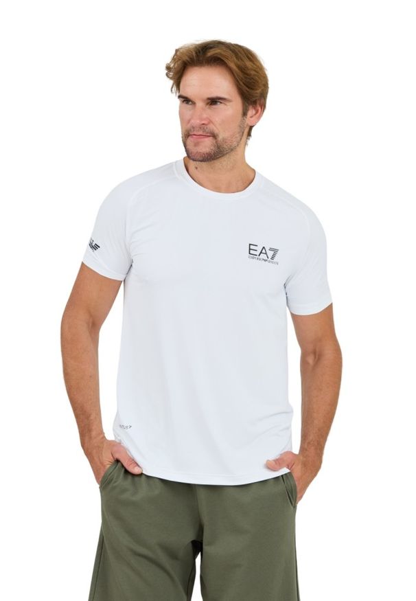 EA7 Emporio Armani - EA7 Biały męski t-shirt Ventus 7, Rozmiar XL. Kolor: biały