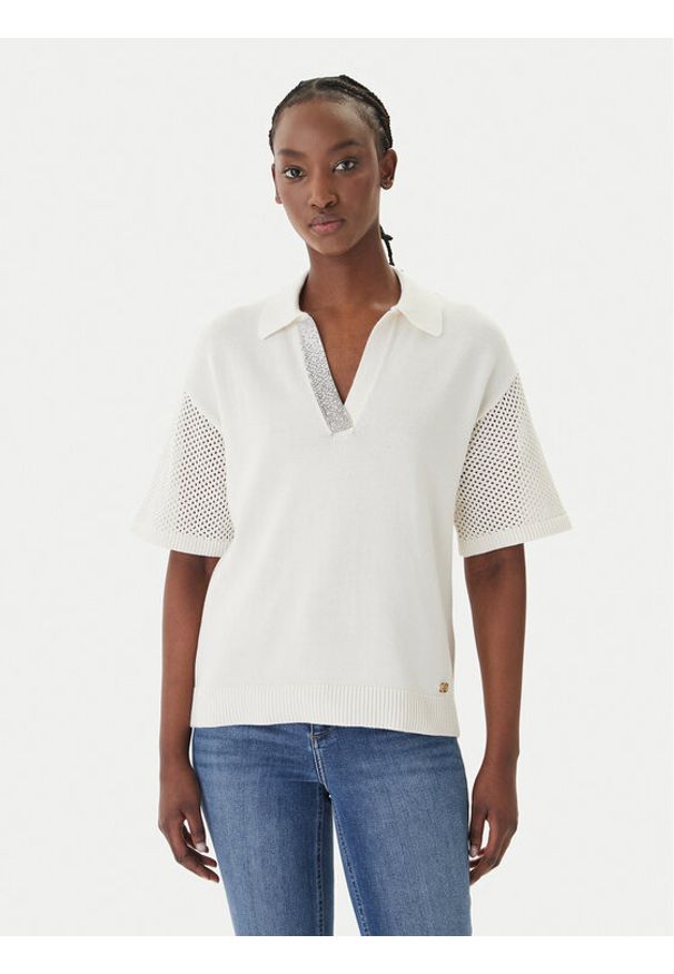 Liu Jo Sport Polo TA6110 MS71G Écru Regular Fit. Typ kołnierza: polo. Materiał: bawełna. Styl: sportowy