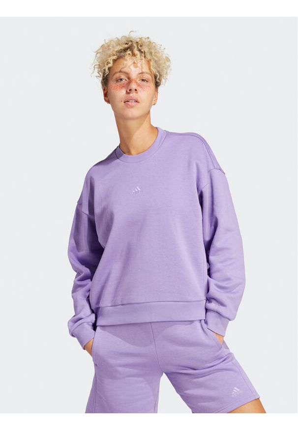 Adidas - adidas Bluza ALL SZN Fleece Sweatshirt IC6450 Fioletowy Loose Fit. Kolor: fioletowy. Materiał: bawełna