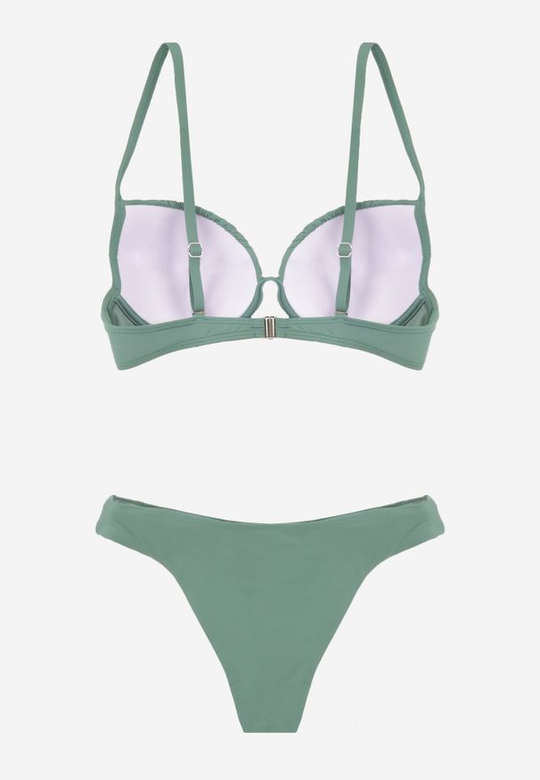 Born2be - Ciemnozielone Bikini Marszczony Biustonosz i Klasyczne Majtki Figi Mhyrera. Kolekcja: plus size. Kolor: zielony