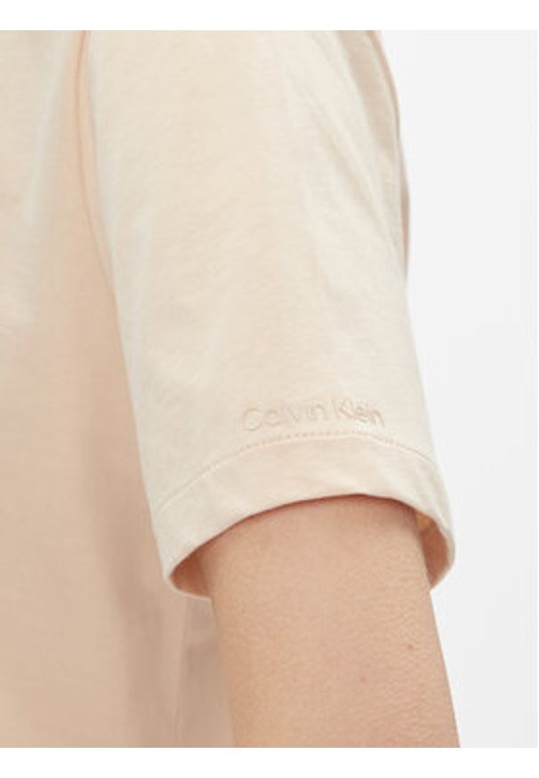 Calvin Klein T-Shirt Smooth Cotton Crew Neck Tee Ss K20K205410 Beżowy Regular Fit. Kolor: beżowy. Materiał: bawełna