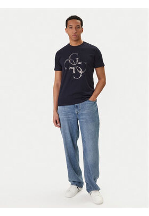 Guess T-Shirt M6RI03 I3Z14 Granatowy Regular Fit. Kolor: niebieski. Materiał: bawełna