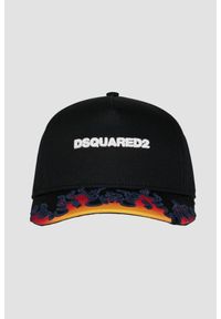 DSQUARED2 Czarna czapka z daszkiem w płomienie. Kolor: czarny
