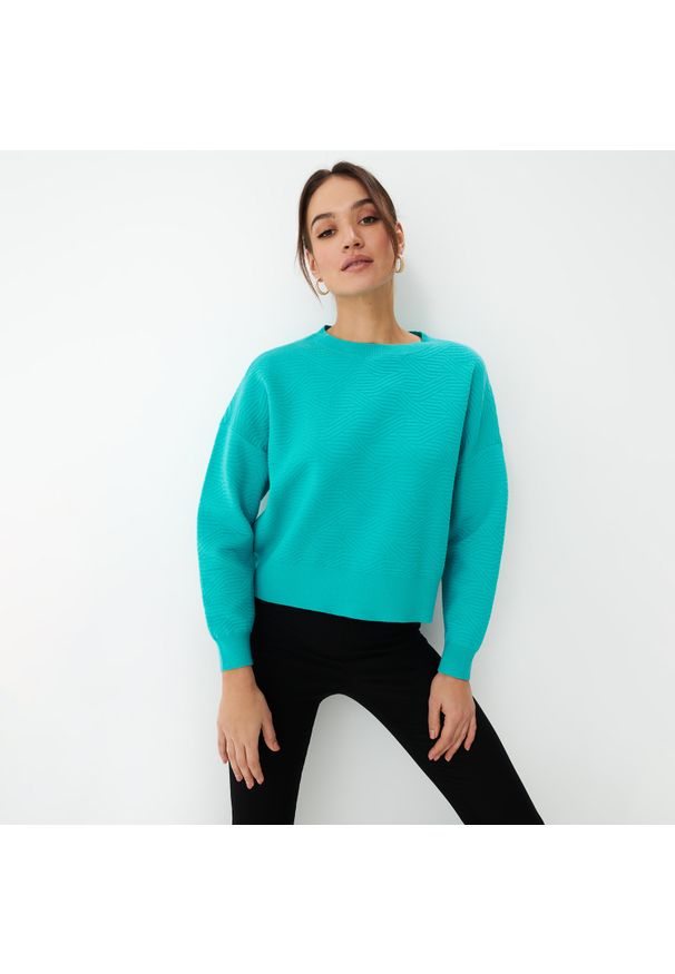 Mohito - Swetrowa bluza - Turkusowy. Kolor: turkusowy