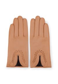 Wittchen - Damskie rękawiczki skórzane z wcięciem camelowe. Materiał: skóra. Styl: klasyczny #2