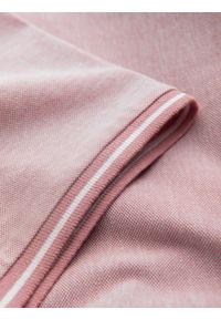 Ombre Clothing - Melanżowa koszulka męska polo z kołnierzykiem w paski – różowa V2. Okazja: na co dzień. Typ kołnierza: polo. Kolor: różowy. Materiał: bawełna. Wzór: melanż, paski. Styl: sportowy, casual #5