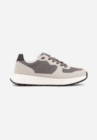Born2be - Szare Buty Sportowe Sneakersy na Grubej Podeszwie Nerola. Okazja: na spacer, na co dzień. Kolor: szary. Materiał: jeans. Sport: turystyka piesza #1