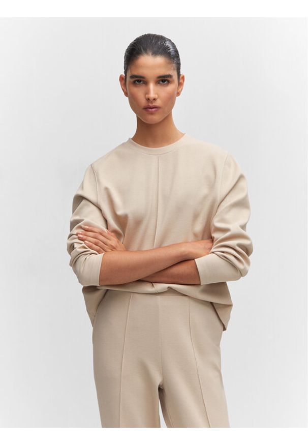 mango - Mango Bluza Pique 57096711 Beżowy Regular Fit. Kolor: beżowy. Materiał: syntetyk