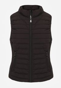 Renee - Czarna Kamizelka ze Stójką z Pikowaniem i Kieszeniami Valoreth. Okazja: na co dzień, na spotkanie biznesowe. Typ kołnierza: kołnierzyk stójkowy. Kolor: czarny. Styl: casual, biznesowy, elegancki, klasyczny #3