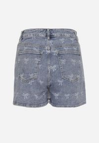 Born2be - Niebieskie Spódnico-Szorty Jeansowe we Wzór z Kokardkami Milereia. Okazja: na co dzień. Kolor: niebieski. Materiał: jeans. Wzór: ażurowy. Styl: klasyczny, elegancki, casual #6