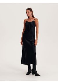Reserved - Sukienka z jedwabiu - czarny. Kolor: czarny. Materiał: jedwab