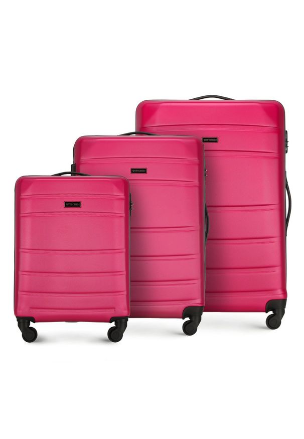 Wittchen - Zestaw walizek z ABS-u żłobionych różowy. Kolor: różowy. Materiał: guma. Styl: klasyczny