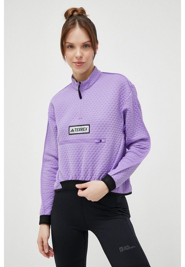 adidas TERREX bluza sportowa kolor fioletowy gładka. Kolor: fioletowy. Materiał: poliester, skóra, dzianina, materiał. Długość: krótkie. Wzór: gładki. Styl: sportowy