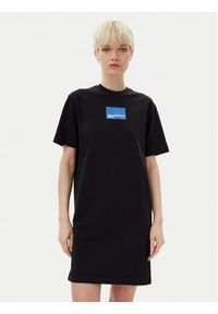 Karl Lagerfeld - KARL LAGERFELD Sukienka codzienna A2W13028 Czarny Regular Fit. Okazja: na co dzień. Typ kołnierza: dekolt w karo. Kolor: czarny. Materiał: bawełna. Typ sukienki: proste. Styl: casual #1