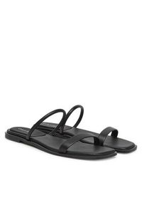 Calvin Klein Klapki Flat Sandal Squared 2-Bar Lth HW0HW02532 Czarny. Kolor: czarny. Materiał: skóra