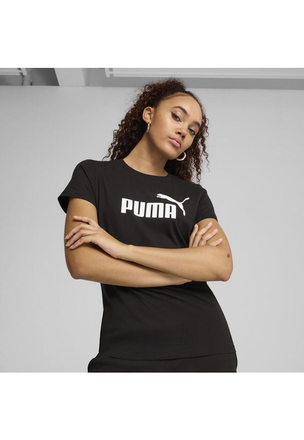 Puma - Damska koszulka ESS No. 1 Logo PUMA Black. Kolor: czarny, biały, wielokolorowy. Materiał: guma. Wzór: nadruk. Sport: fitness