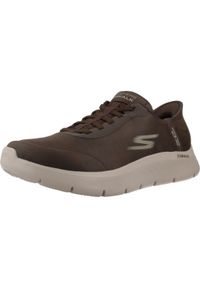 skechers - Kapcie SKECHERS SLIP - INS GO WALK FLEX - SMOOT Brązowy. Kolor: brązowy. Materiał: materiał. Model: Skechers Sport. Sport: turystyka piesza