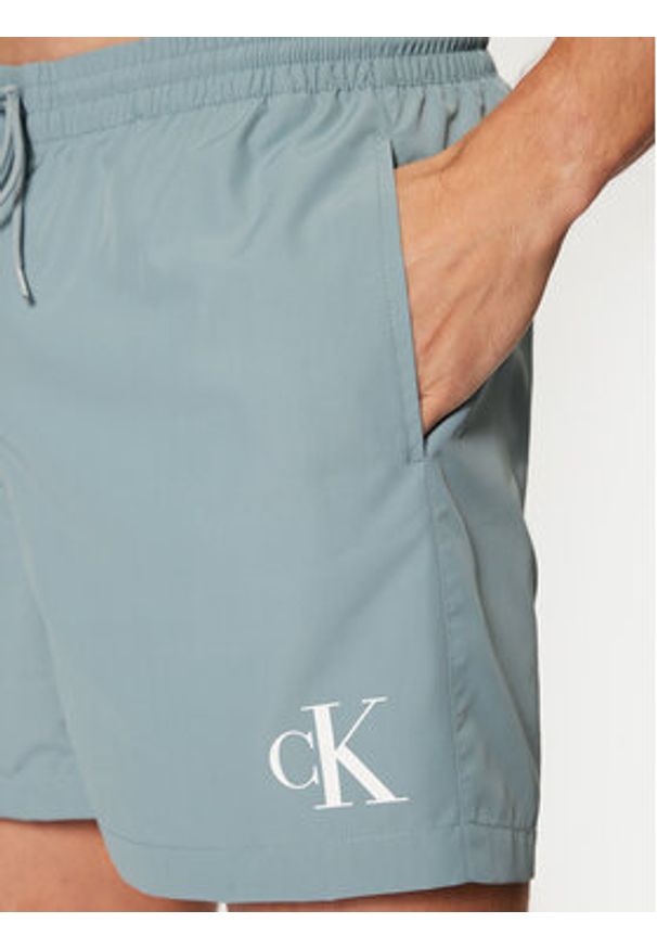 Calvin Klein Swimwear Szorty kąpielowe KM0KM01161 Zielony Regular Fit. Kolor: zielony. Materiał: syntetyk