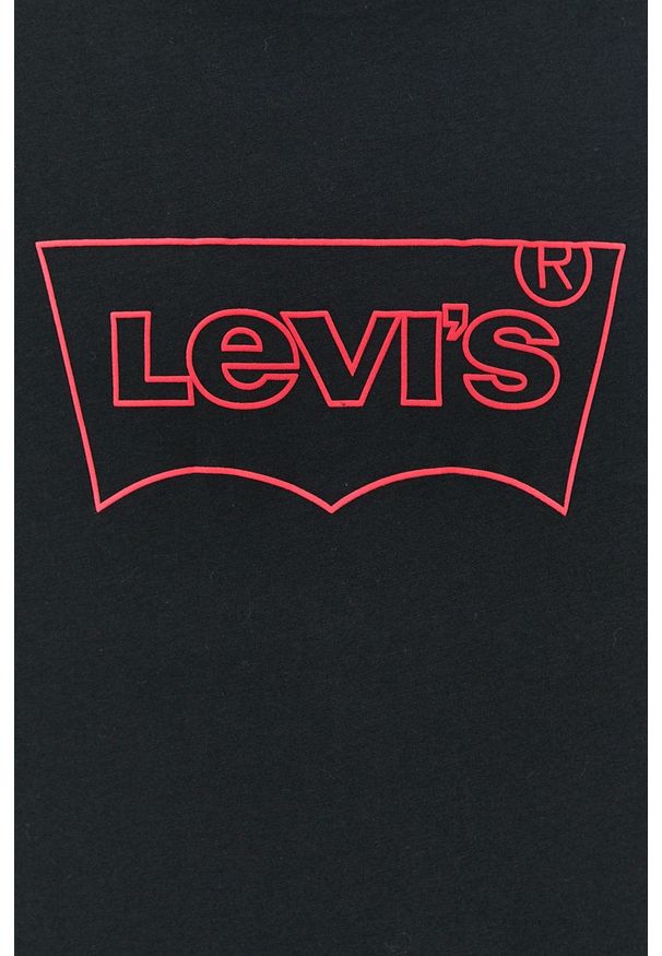 Levi's® - Levi's - T-shirt bawełniany. Okazja: na co dzień, na spotkanie biznesowe. Kolor: czarny. Materiał: bawełna. Wzór: nadruk. Styl: biznesowy, casual