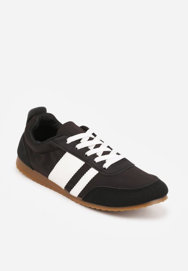Born2be - Czarne Sneakersy Kultowe Tenisówki z Marszczeniem przy Pięcie Rhodophine. Okazja: na co dzień. Kolor: czarny. Materiał: jeans. Szerokość cholewki: normalna. Wzór: gładki